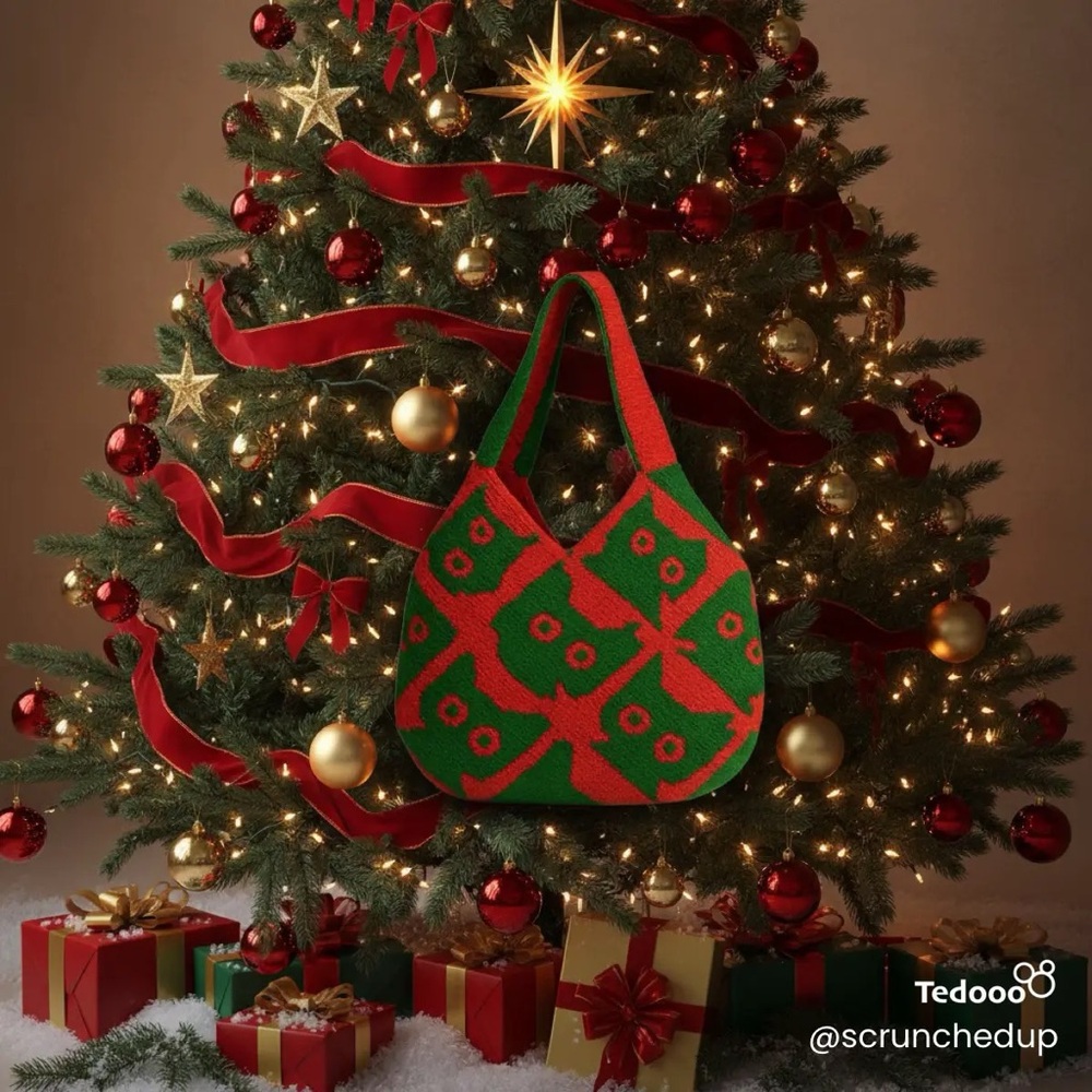 PRE ORDER Festive Red and Green Knit Bag